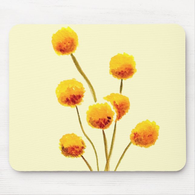 Yellow Billy Button native Australian flower Mouse Pad (Front)