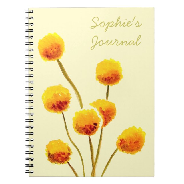 Yellow Billy Button native Australian flower Notebook (Front)