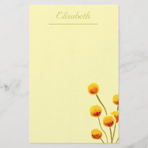 Yellow Billy Button native Australian flower Stationery