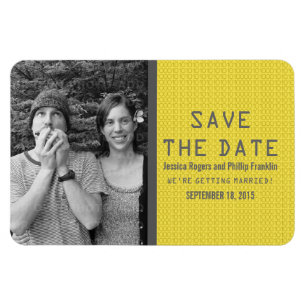 Yellow Binary Code Photo Save the Date Magnet