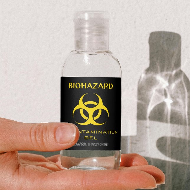 Yellow Biohazard Contaminated Area Caution Sign Hand Sanitizer (Black and Yellow Biohazard Contaminated Area Caution Sign Hand Sanitizer)
