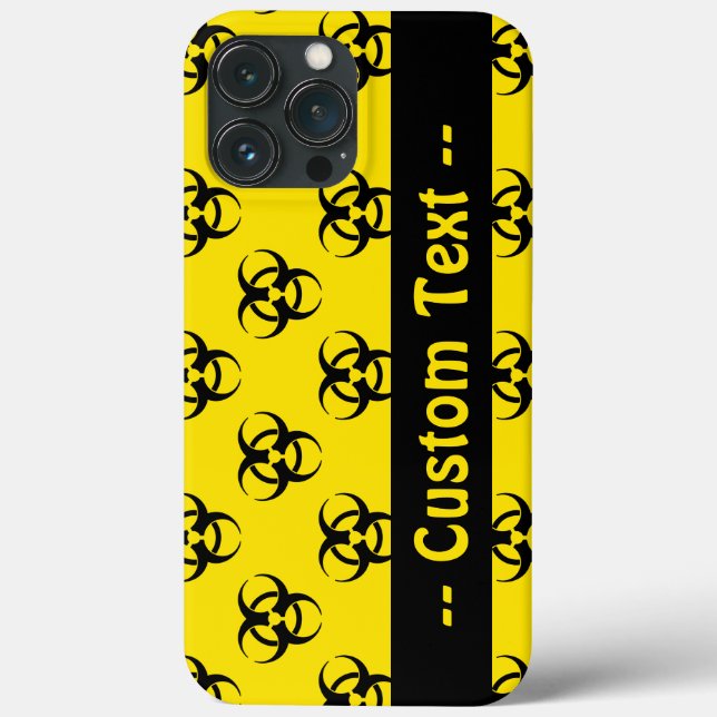 Yellow Biohazard Phone Case w/ Custom Text (Back)