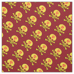 Yellow Biohazard Skull and Crossbones Fabric