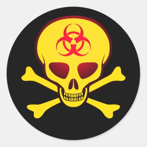 Yellow Biohazard Skull Sticker