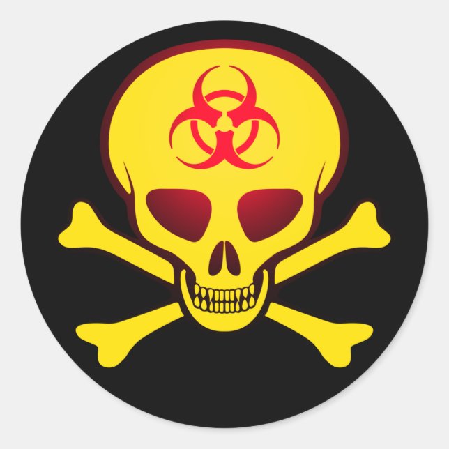 Yellow Biohazard Skull Sticker (Front)