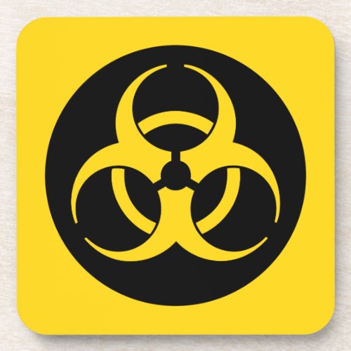 Yellow Biohazard Symbol Beverage Coaster