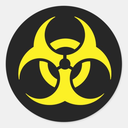 Yellow Biohazard Symbol Classic Round Sticker
