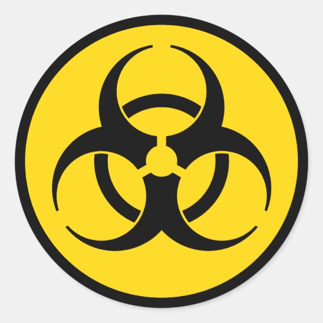 Yellow Biohazard Symbol Classic Round Sticker (Front)