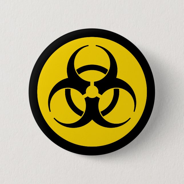 Yellow Biohazard Symbol Pinback Button (Front)