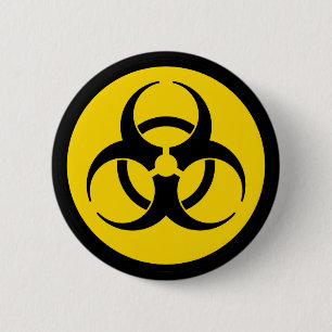 Yellow Biohazard Symbol Pinback Button