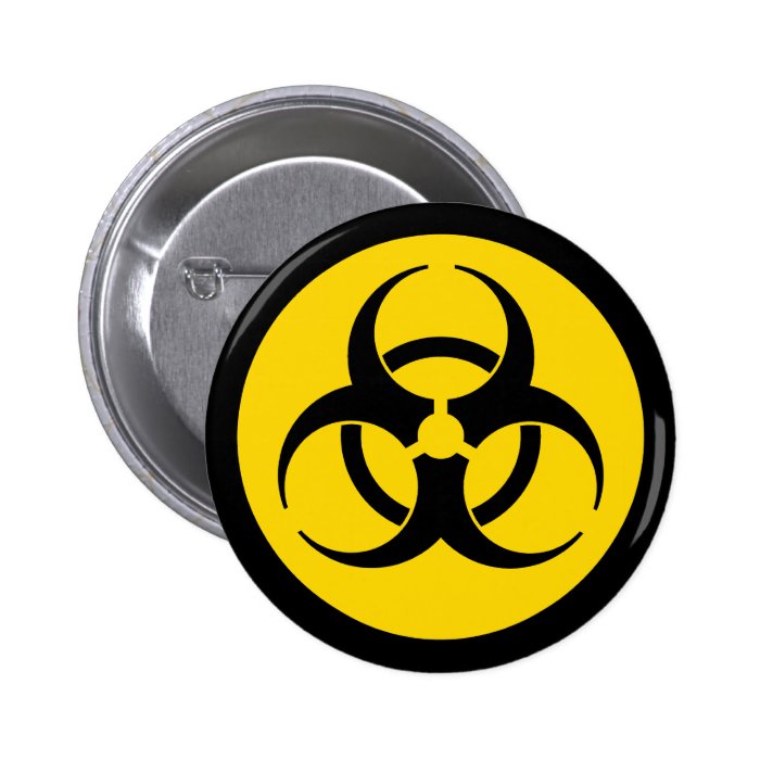 Yellow Biohazard Symbol Pinback Button