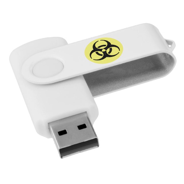 Yellow BioHazard Symbol USB Flash Drive (Angled)