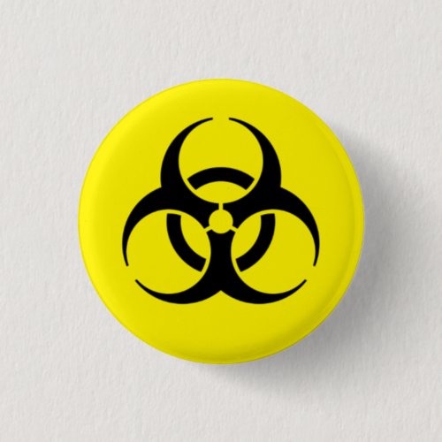 Yellow Biohazard Symbol Warning Sign Pinback Button