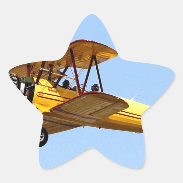 Yellow Biplane Star Sticker (Front)