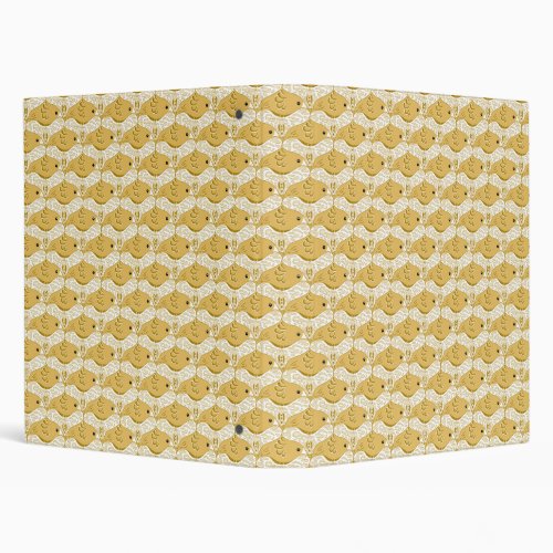 Yellow bird and butterfly tessellation pattern 3 ring binder