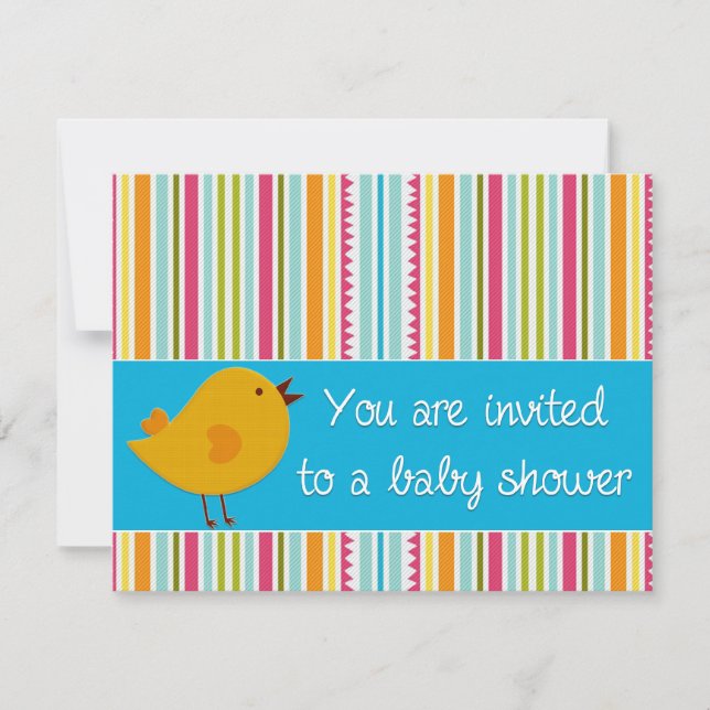 yellow bird baby shower invitation (Front)