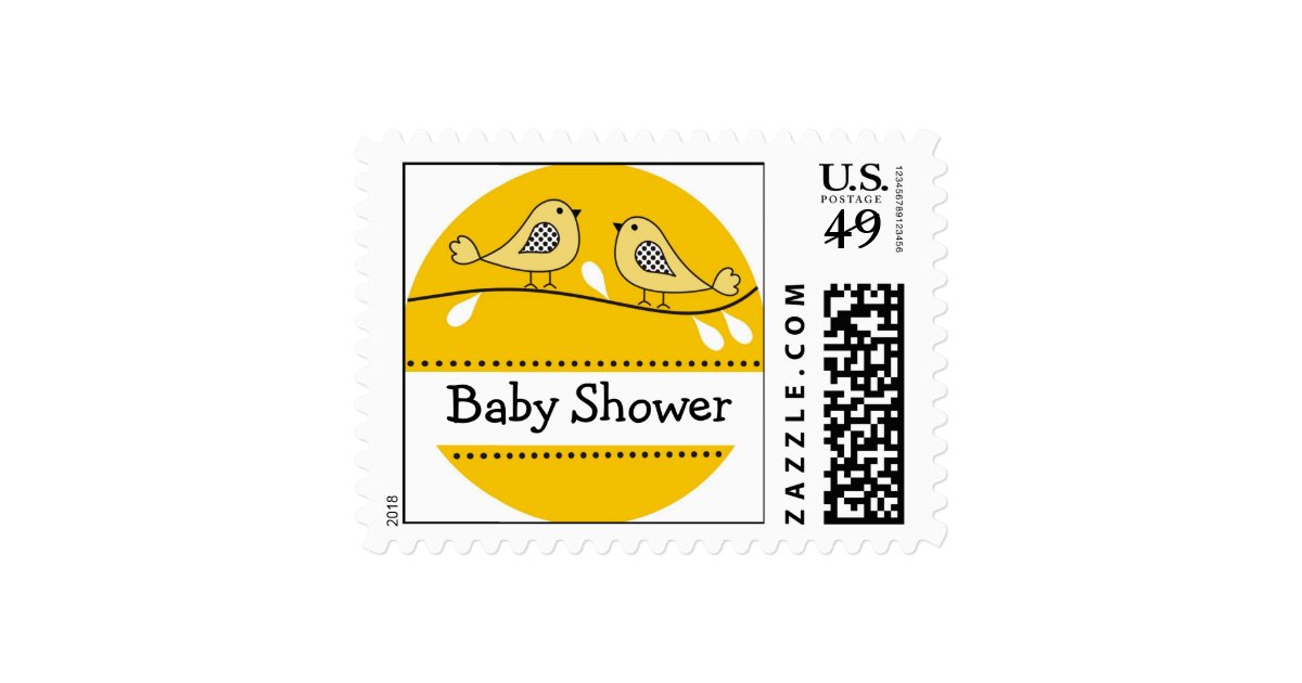 Yellow Bird Baby Shower Stamps