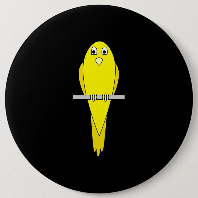Yellow Bird. Canary. On Black. Pinback Button (Front)