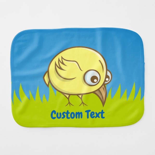 Yellow bird cartoon baby burp cloth (Front Horizontal)