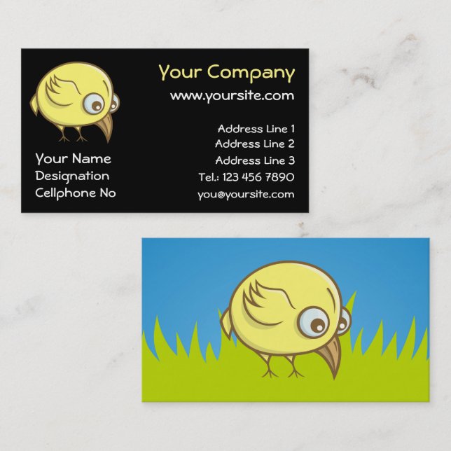 Yellow bird cartoon business card (Front/Back)