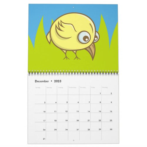 Yellow bird cartoon calendar