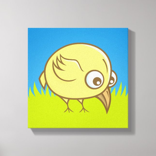 Yellow bird cartoon canvas print (Front)