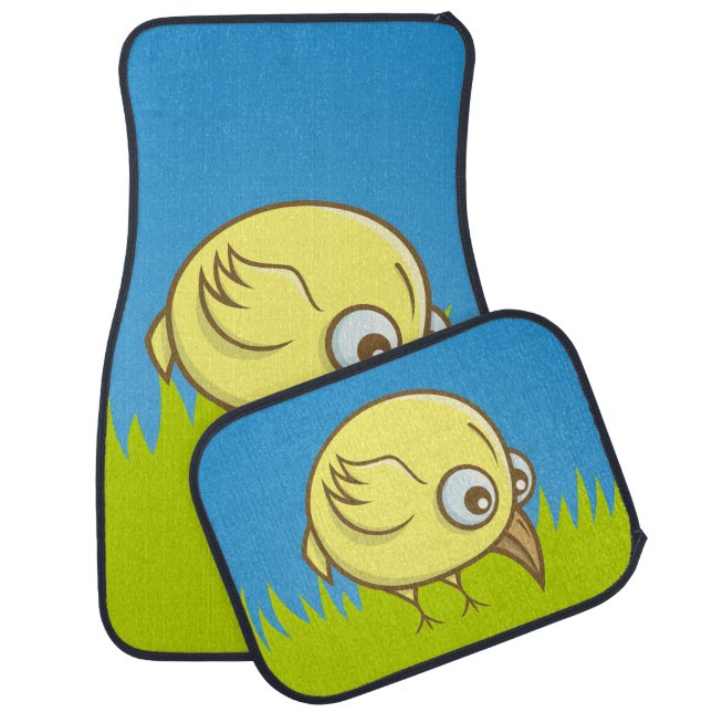 Yellow bird cartoon car mat (Set)