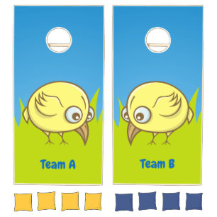 Yellow bird cartoon cornhole set