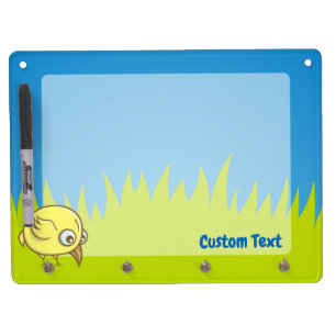 Yellow bird cartoon dry erase board with keychain