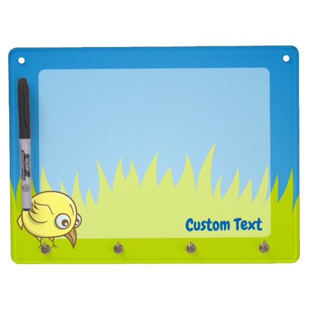 Yellow bird cartoon dry erase board with keychain  (Front)