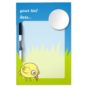 Yellow bird cartoon dry erase board with mirror