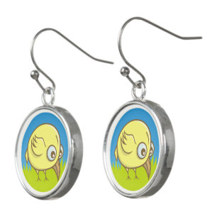 Yellow bird cartoon earrings