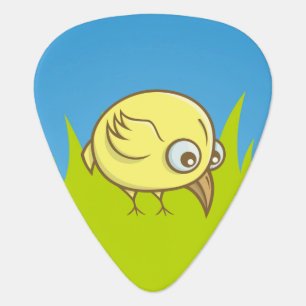 Yellow bird cartoon guitar pick