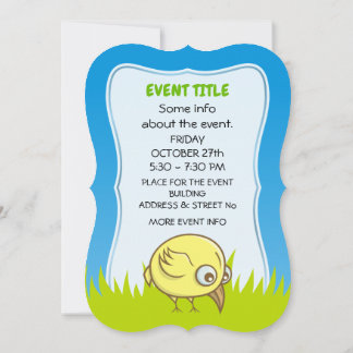 Yellow bird cartoon invitation