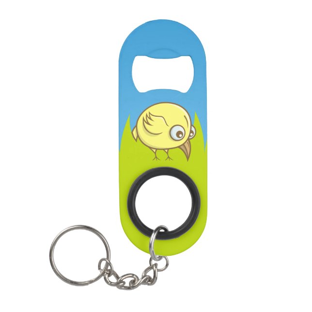 Yellow bird cartoon keychain bottle opener (Front)