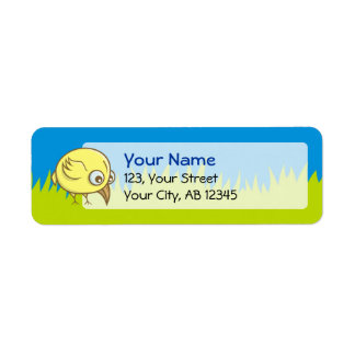 Yellow bird cartoon label