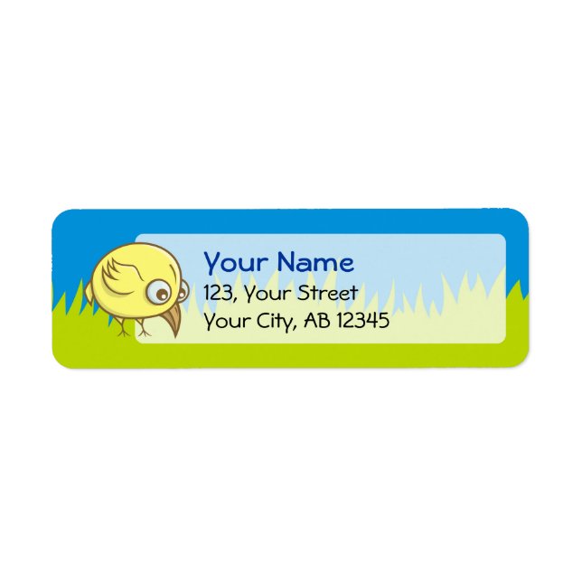 Yellow bird cartoon label (Front)