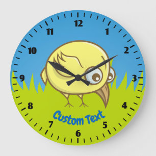 Yellow Bird Cartoon Large Clock
