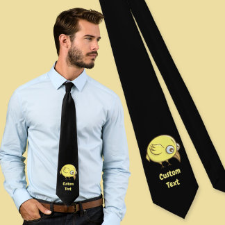 Yellow bird cartoon neck tie