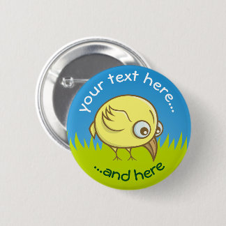 Yellow bird cartoon pinback button