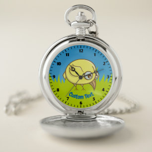 Yellow Bird Cartoon Pocket Watch