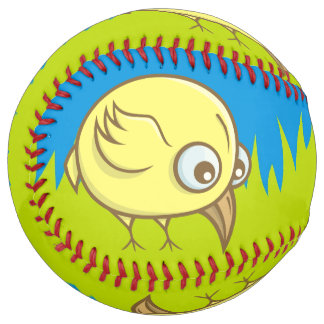 Yellow bird cartoon softball