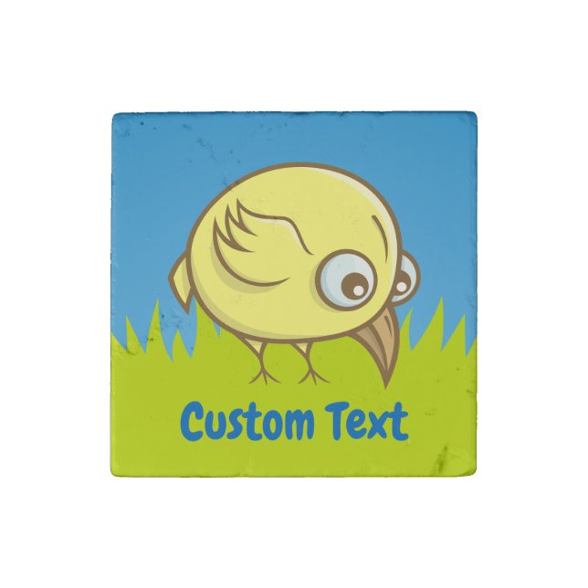 Yellow bird cartoon stone magnet (Front)
