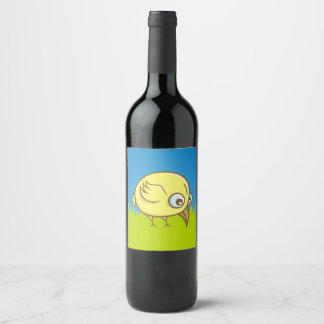 Yellow bird cartoon wine label