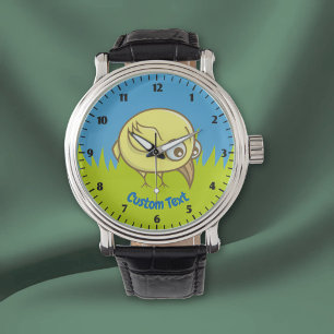 Yellow bird cartoon wristwatch