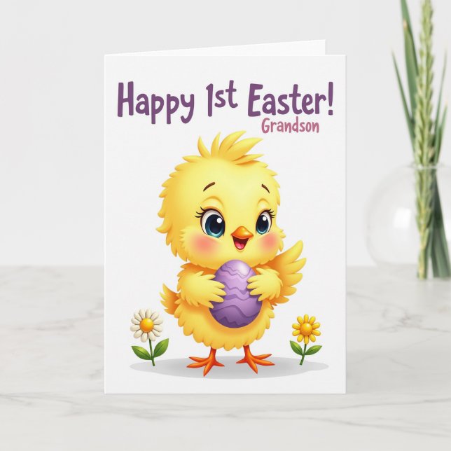 Yellow Bird Easter Grandson Card (Front)