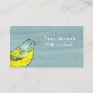 Yellow Bird Gray Watercolor Business Card