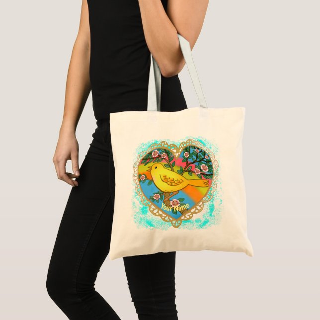 Yellow Bird Heart  custom Tote Bag (Front (Product))