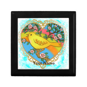 Yellow Bird Heart Gift Box