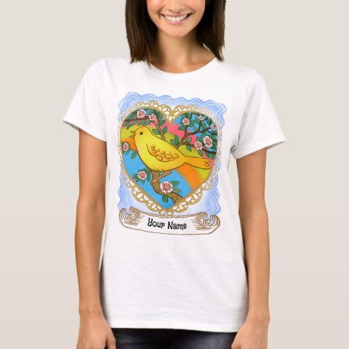 Yellow Bird Heart Grandma T_Shirt